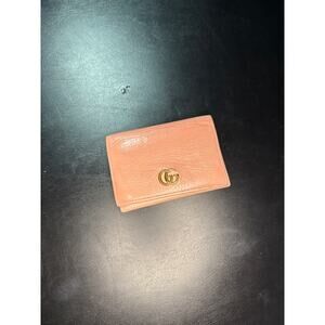 Gucci GG Marmont Two-Fold Card Case Business Holder Pink Leather Auth COA